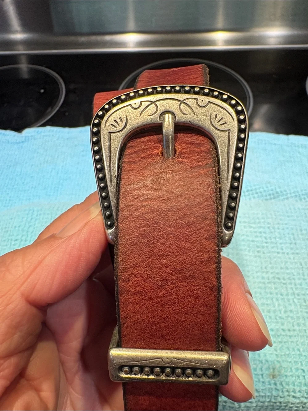 Woman’s Keldon Genuine Italian Leather Belt Western Theme 39 inches
